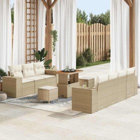Conjunto de sofá de jardín con cojín 10 pcs Beige y Crema en Sofás de exterior | Comprar online en Foru.es
