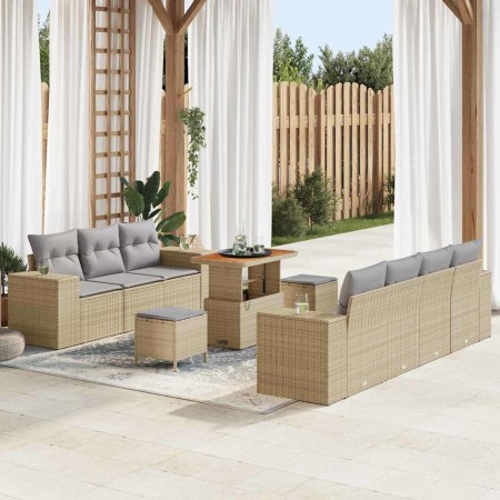 Conjunto de sofá de jardín con cojín 10 pcs Beige y Gris Claro en Sofás de exterior | Comprar online en Foru.es