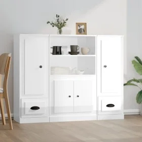 Hohes Holz-Sideboard, 3-teilig, glänzendes weißes Sperrholz von vidaXL, Sideboards - Ref: Foro24-3185313, Preis: 223,20 €, Ra...