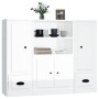 Aparador alto de madera 3 piezas contrachapada blanco brillo de vidaXL, Aparadores - Ref: Foro24-3185313, Precio: 226,29 €, D...
