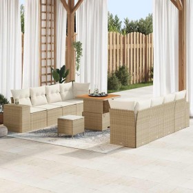 Conjunto de sofá de jardín 11 pcs Beige y Crema ratán sintético en Sofás de exterior | Comprar online en Foru.es