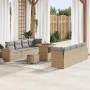 Conjunto de sofá de jardín con cojín 11 pcs Beige y Gris Claro en Sofás de exterior | Comprar online en Foru.es