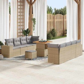 Conjunto de sofá de jardín con cojín 11 pcs Beige y Gris Claro en Sofás de exterior | Comprar online en Foru.es