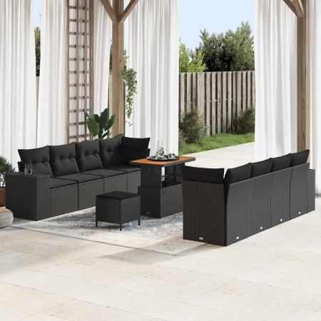 Conjunto de sofá de jardín 11 pcs Negro ratán sintético en Sofás de exterior | Comprar online en Foru.es