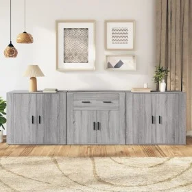 Aparadores 3 piezas madera contrachapada gris Sonoma de vidaXL, Aparadores - Ref: Foro24-3185421, Precio: 263,78 €, Descuento: %