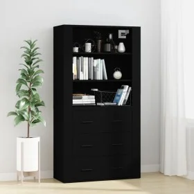 Aparador alto madera contrachapada negro de vidaXL, Aparadores - Ref: Foro24-3185392, Precio: 153,52 €, Descuento: %