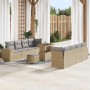 Conjunto de sofá de jardín con cojín 11 pcs Beige y Gris Claro en Sofás de exterior | Comprar online en Foru.es