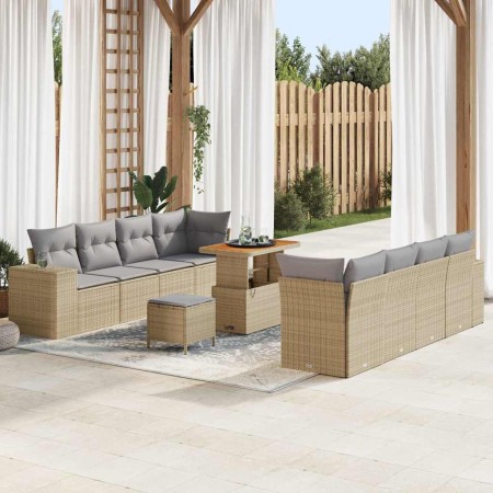 Conjunto de sofá de jardín con cojín 11 pcs Beige y Gris Claro en Sofás de exterior | Comprar online en Foru.es