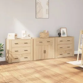 Aparadores 3 piezas madera contrachapada color roble sonoma de vidaXL, Aparadores - Ref: Foro24-3185426, Precio: 275,42 €, De...