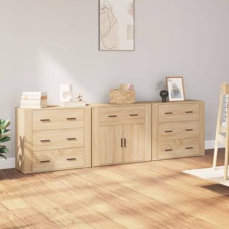 Aparadores 3 piezas madera contrachapada color roble sonoma de vidaXL, Aparadores - Ref: Foro24-3185426, Precio: 279,75 €, De...