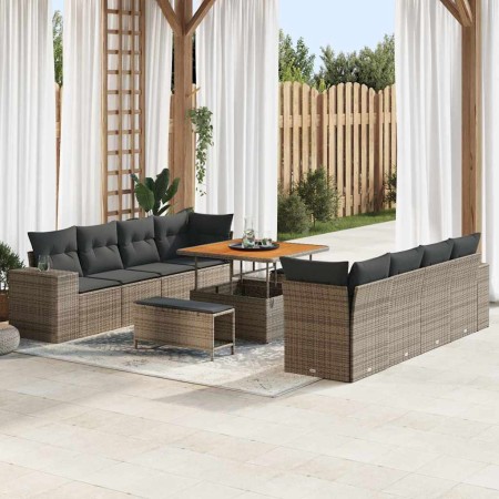 Conjunto de sofá de jardín 11 pcs Gris ratán sintético en Sofás de exterior | Comprar online en Foru.es