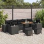 Conjunto de sofá de jardín con cojín con almohada 10 pcs Negro en Sofás de exterior | Comprar online en Foru.es