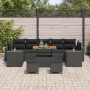 Conjunto de sofá de jardín con cojín con almohada 10 pcs Negro en Sofás de exterior | Comprar online en Foru.es