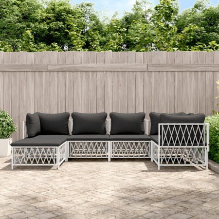 Juego de muebles de jardín 6 piezas con cojines acero blanco de vidaXL, Conjuntos de jardín - Ref: Foro24-3186892, Precio: 37...