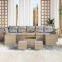 Conjunto de sofá de jardín con cojín 10 pcs Beige y Gris Claro en Sofás de exterior | Comprar online en Foru.es