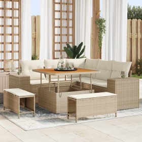 Conjunto de sofá de jardín con cojín 8 pcs Beige y Crema en Sofás de exterior | Comprar online en Foru.es