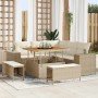 Conjunto de sofá de jardín con cojín 8 pcs Beige y Crema en Sofás de exterior | Comprar online en Foru.es