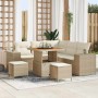 Conjunto de sofá de jardín con cojín 8 pcs Beige y Crema en Sofás de exterior | Comprar online en Foru.es