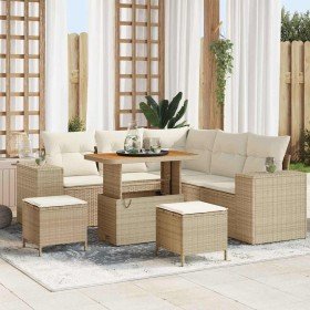 Conjunto de sofá de jardín con cojín 8 pcs Beige y Crema en Sofás de exterior | Comprar online en Foru.es