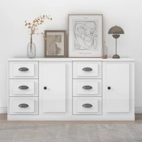 Aparadores 2 uds madera contrachapada blanco brillo de vidaXL, Aparadores - Ref: Foro24-3185225, Precio: 164,45 €, Descuento: %