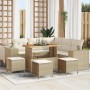 Conjunto de sofá de jardín con cojín 9 pcs Beige y Crema en Sofás de exterior | Comprar online en Foru.es