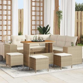 Conjunto de sofá de jardín con cojín 9 pcs Beige y Crema en Sofás de exterior | Comprar online en Foru.es