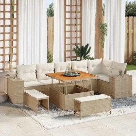 Conjunto de sofá de jardín 9 pcs Beige y Crema ratán sintético en Sofás de exterior | Comprar online en Foru.es