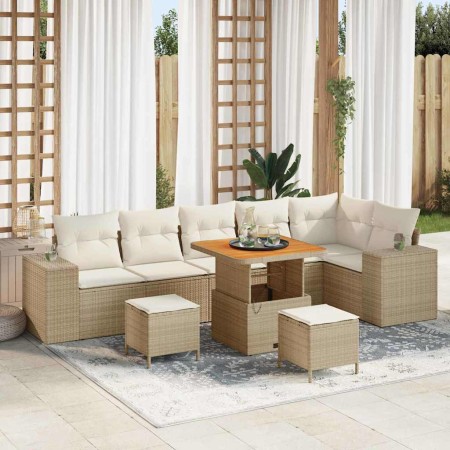 Conjunto de sofá de jardín 9 pcs Beige y Crema ratán sintético en Sofás de exterior | Comprar online en Foru.es