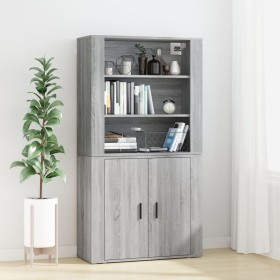 Aparador alto de madera contrachapada gris Sonoma de vidaXL, Aparadores - Ref: Foro24-3185365, Precio: 154,15 €, Descuento: %