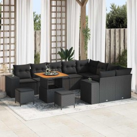 Conjunto de sofá de jardín con cojín con almohada 12 pcs Negro en Sofás de exterior | Comprar online en Foru.es