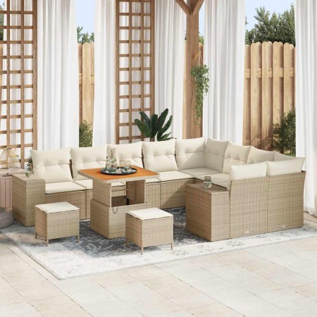Conjunto de sofá de jardín con cojín 12 pcs Beige y Crema en Sofás de exterior | Comprar online en Foru.es
