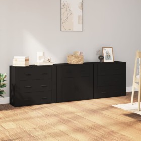 Aparadores 3 piezas madera contrachapada negro de vidaXL, Aparadores - Ref: Foro24-3185424, Precio: 267,53 €, Descuento: %