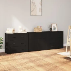 Aparadores 3 piezas madera contrachapada negro de vidaXL, Aparadores - Ref: Foro24-3185424, Precio: 263,78 €, Descuento: %