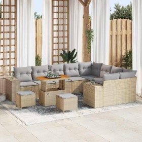 Conjunto de sofá de jardín con cojín 12 pcs Beige y Gris Claro en Sofás de exterior | Comprar online en Foru.es