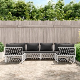 Juego de muebles de jardín 6 piezas con cojines acero blanco de vidaXL, Conjuntos de jardín - Ref: Foro24-3186918, Precio: 39...