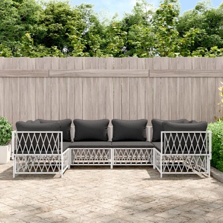 Juego de muebles de jardín 6 piezas con cojines acero blanco de vidaXL, Conjuntos de jardín - Ref: Foro24-3186918, Precio: 39...