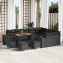 Conjunto de sofá de jardín con cojín con almohada 13 pcs Negro en Sofás de exterior | Comprar online en Foru.es