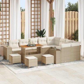Conjunto de sofá de jardín con cojín 13 pcs Beige y Crema en Sofás de exterior | Comprar online en Foru.es