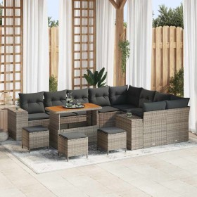 Conjunto de sofá de jardín con cojín con almohada 13 pcs Gris en Sofás de exterior | Comprar online en Foru.es