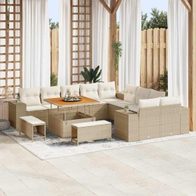 Conjunto de sofá de jardín 13 pcs Beige y Crema ratán sintético en Sofás de exterior | Comprar online en Foru.es