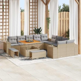 Conjunto de sofá de jardín con cojín 13 pcs Beige y Gris Claro en Sofás de exterior | Comprar online en Foru.es