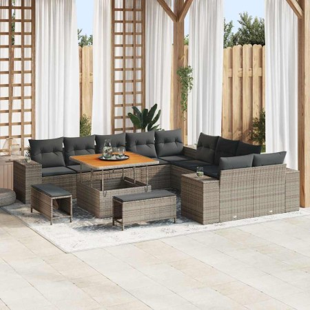 Conjunto de sofá de jardín 13 pcs Gris ratán sintético en Sofás de exterior | Comprar online en Foru.es