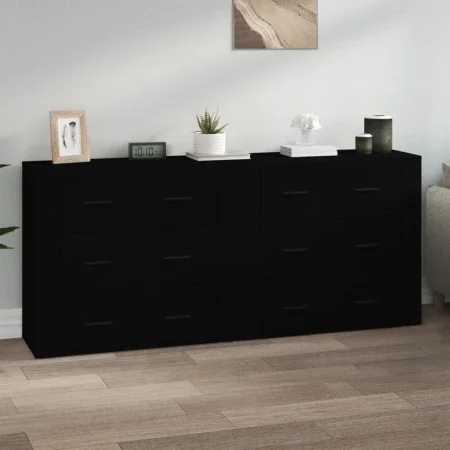 Aparadores 2 uds madera contrachapada negro de vidaXL, Aparadores - Ref: Foro24-3185408, Precio: 194,34 €, Descuento: %