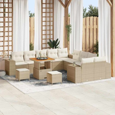 Conjunto de sofá de jardín 13 pcs Beige y Crema ratán sintético en Sofás de exterior | Comprar online en Foru.es