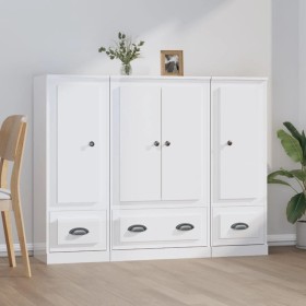 Aparador alto de madera 3 piezas contrachapada blanco brillo de vidaXL, Aparadores - Ref: Foro24-3185297, Precio: 223,52 €, D...