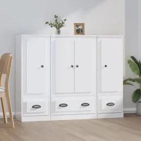 High wooden sideboard 3 pieces glossy white plywood by vidaXL, Sideboards - Ref: Foro24-3185297, Price: 220,43 €, Discount: %