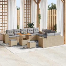 Conjunto de sofá de jardín con cojín 13 pcs Beige y Gris Claro en Sofás de exterior | Comprar online en Foru.es