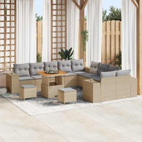 Conjunto de sofá de jardín con cojín 13 pcs Beige y Gris Claro en Sofás de exterior | Comprar online en Foru.es