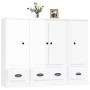 Aparador alto de madera 3 piezas contrachapada blanco brillo de vidaXL, Aparadores - Ref: Foro24-3185297, Precio: 223,52 €, D...