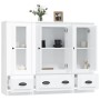 Aparador alto de madera 3 piezas contrachapada blanco brillo de vidaXL, Aparadores - Ref: Foro24-3185297, Precio: 223,52 €, D...